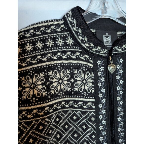 Dale of Norway New Wool Zip Sweater Cardigan Black & White Size S See Descriptio - Picture 4 of 14